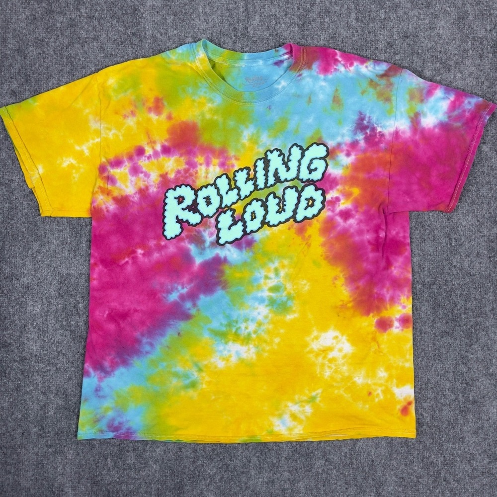 Rolling Loud T-Shirt Mens XL Multi-Color Tie Dye Festival Graphic Tee